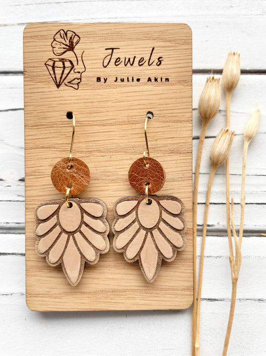 Art Deco Western Petal Wooden Earrings