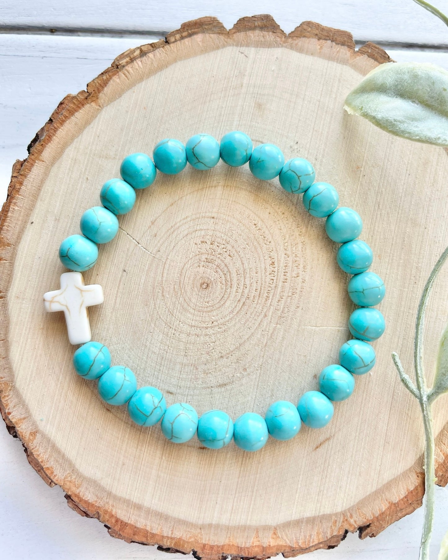 Turquoise Stone Cross Bracelet