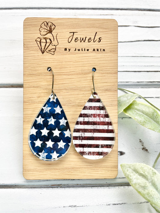 Rugged American Flag Acrylic Teardrops