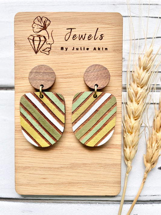 Green Stripes Boho Dangles