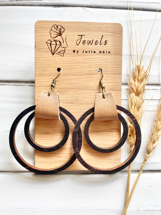 Black & Brown Double Layer Hoop Earrings