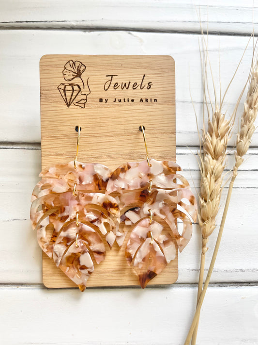 Peach Leaves (Acrylic Earrings)