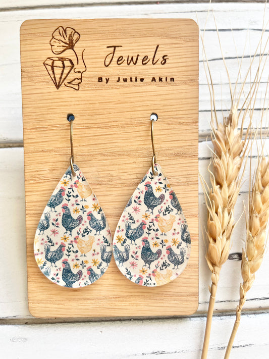 Neutral Chicken Acrylic Teardrops