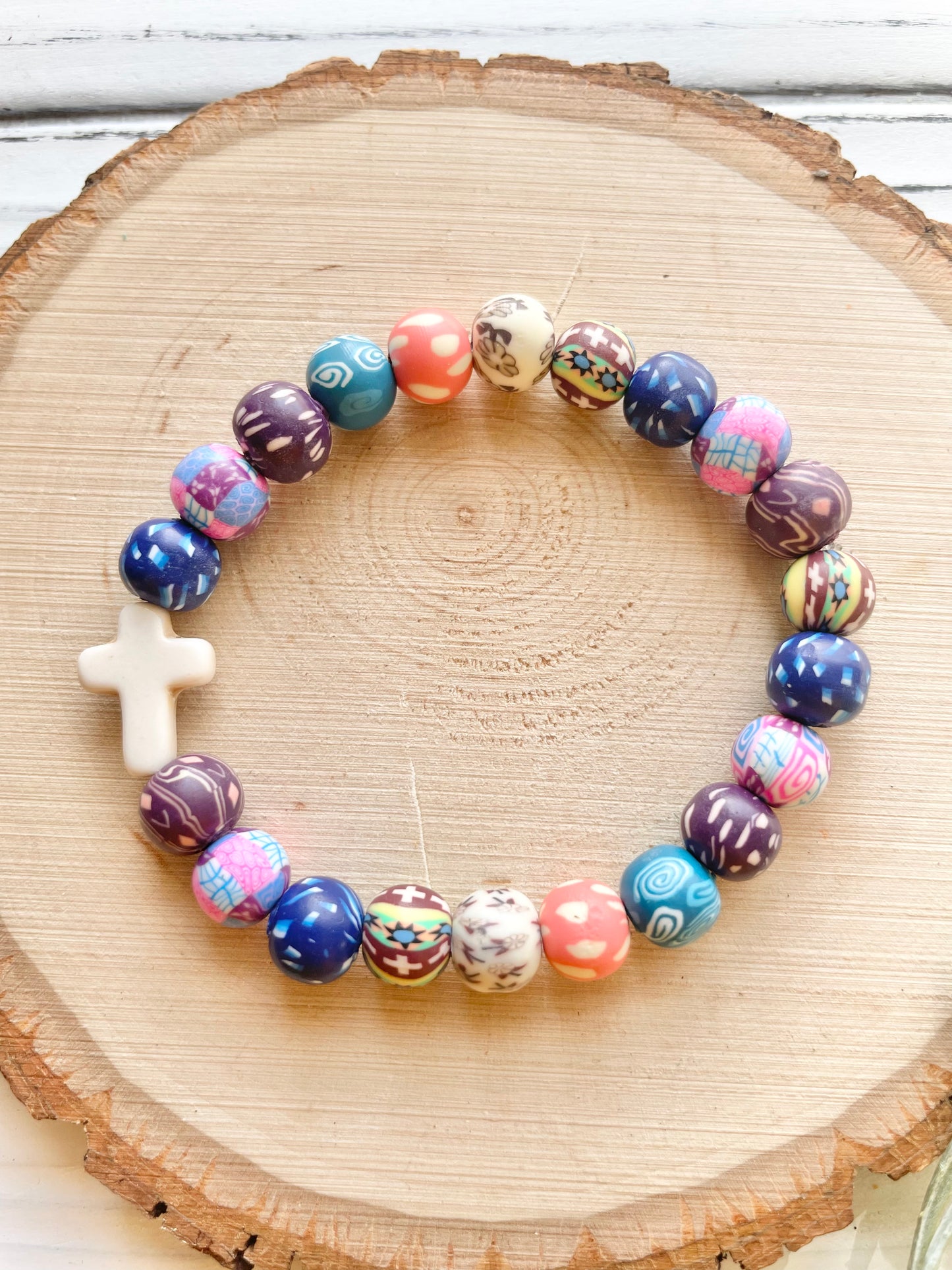 Quilted Polymer Clay Cross Bracelet