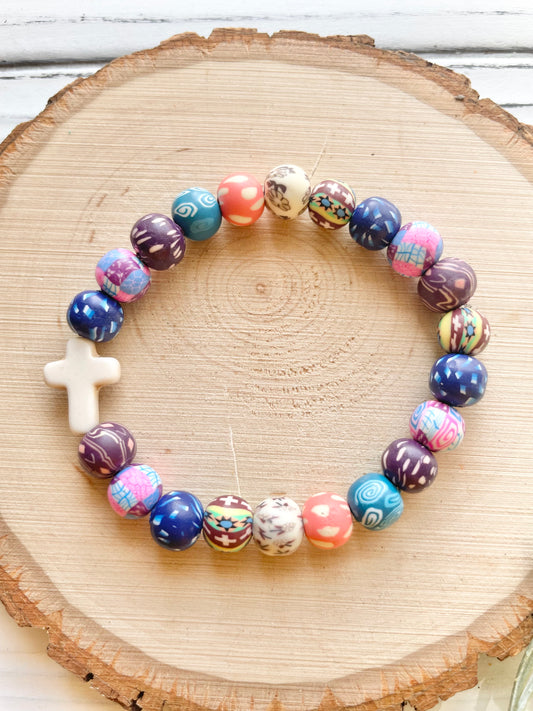 Quilted Polymer Clay Cross Bracelet