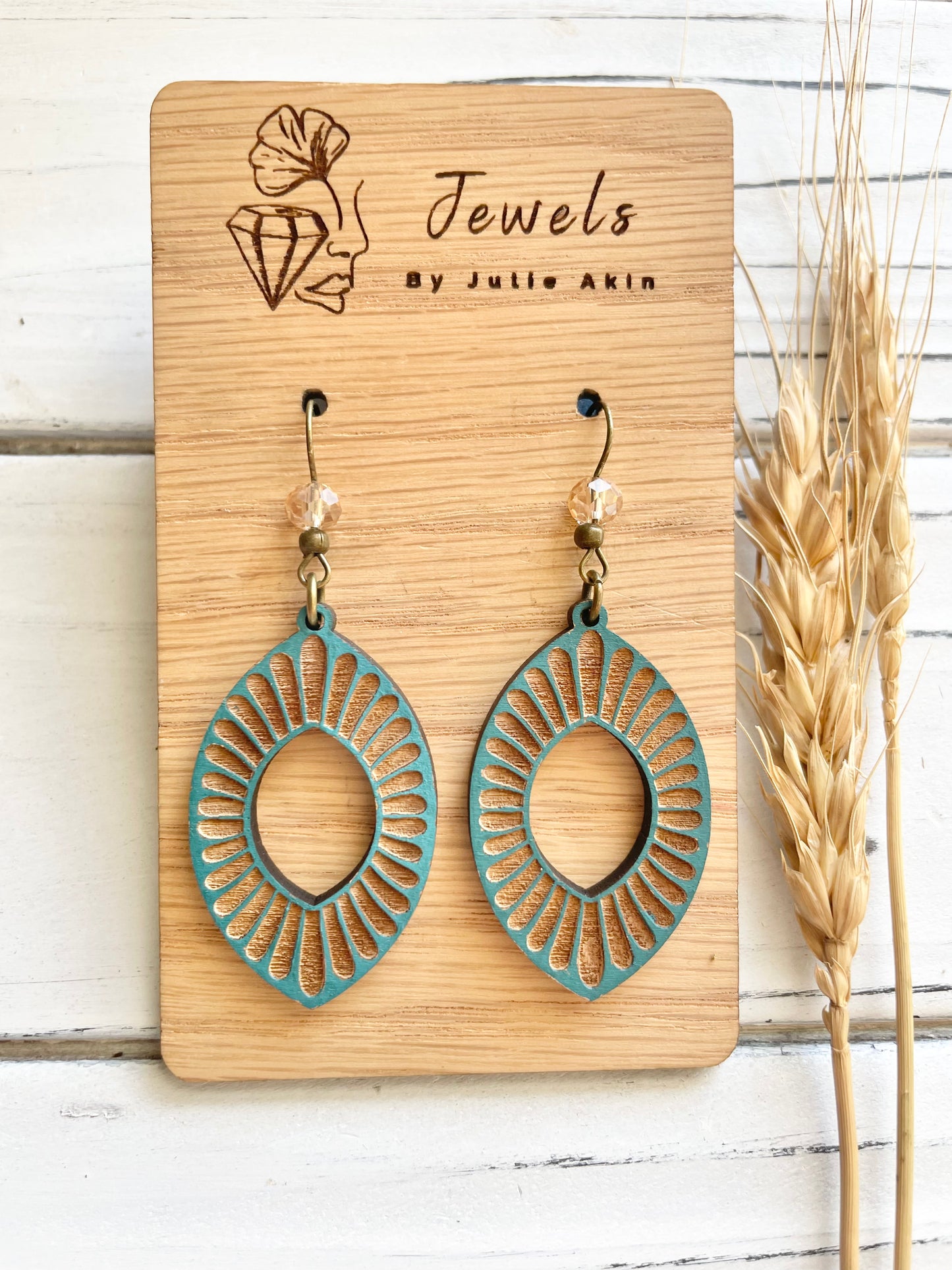 Engraved Rustic Teal Ovals