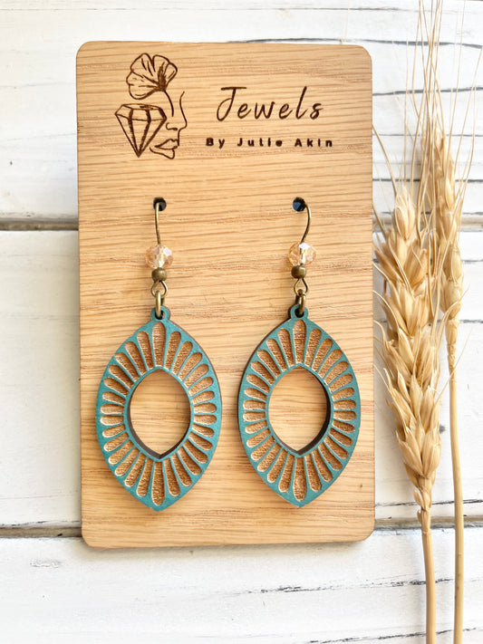 Engraved Rustic Teal Ovals