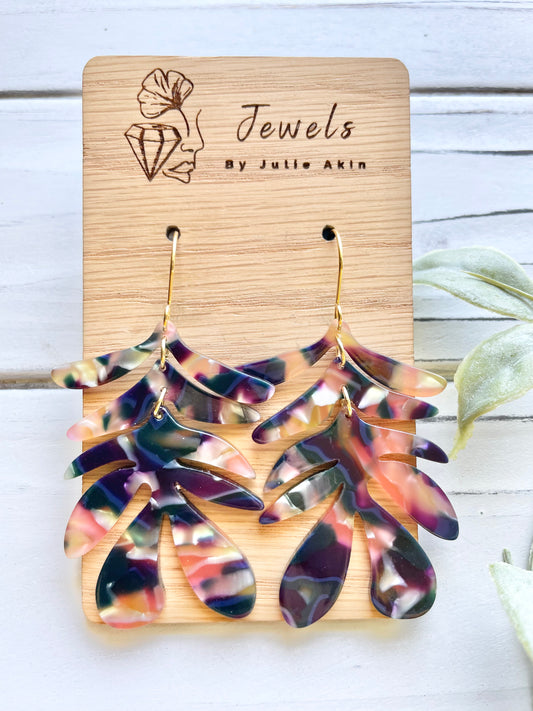 Multi-Colored Black/Purples Acrylic Leaves