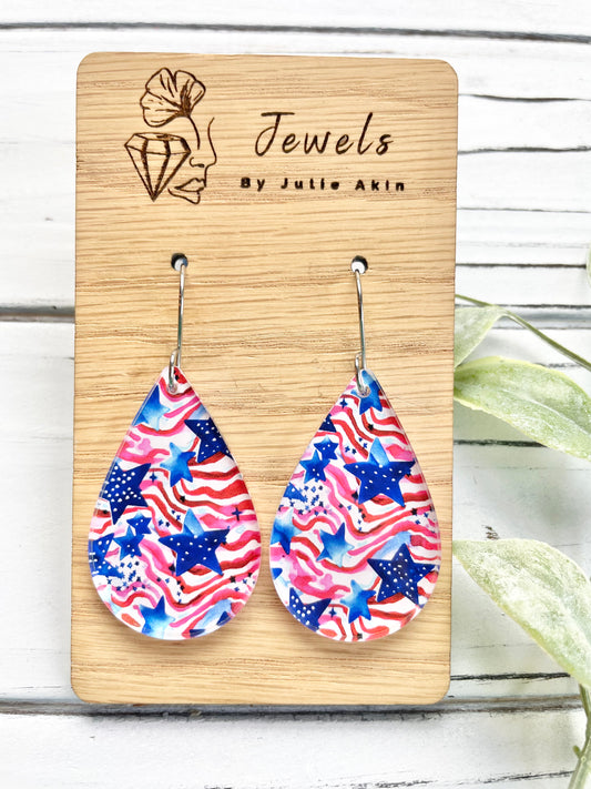 Vintage Stars & Stripes Acrylic Teardrops