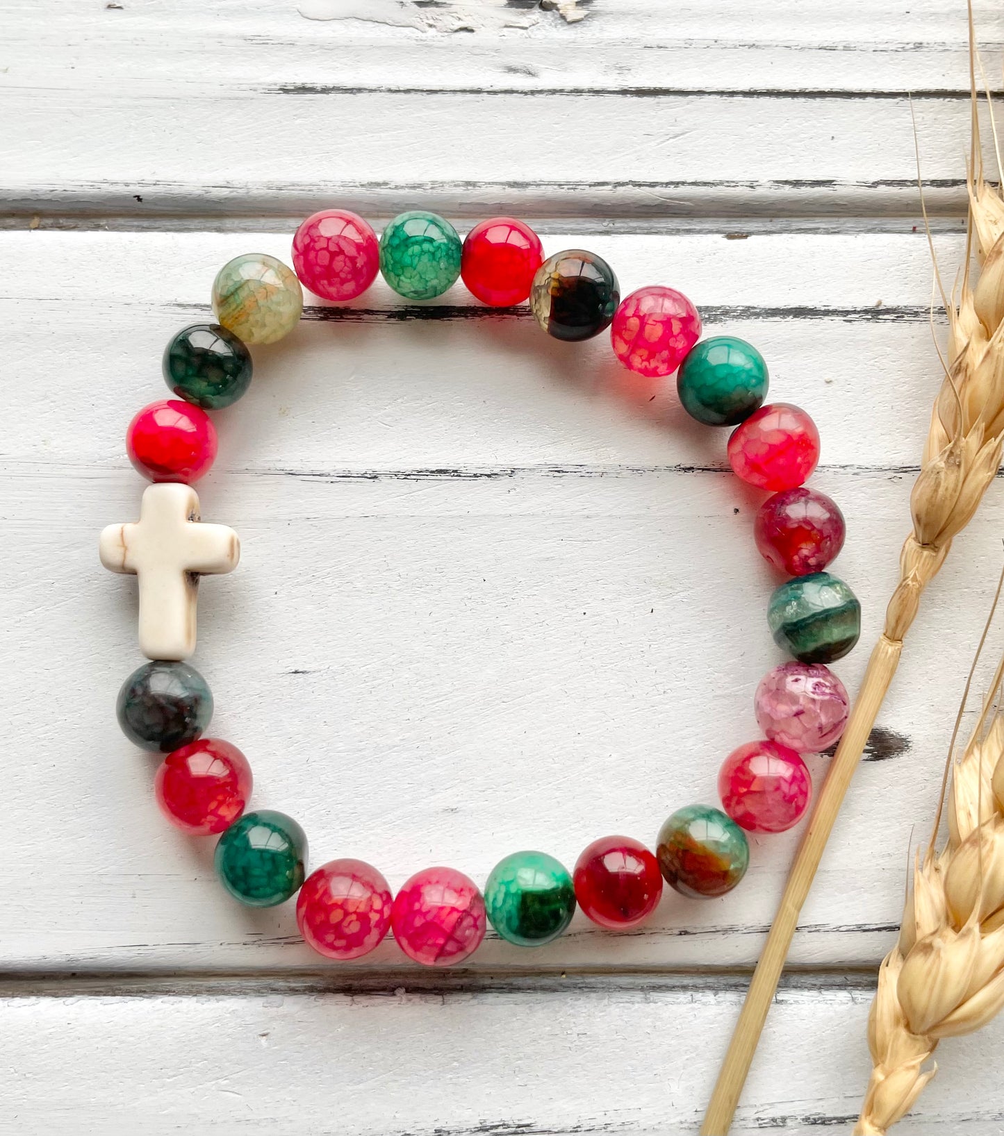 Jewel Tone Cross Bracelet