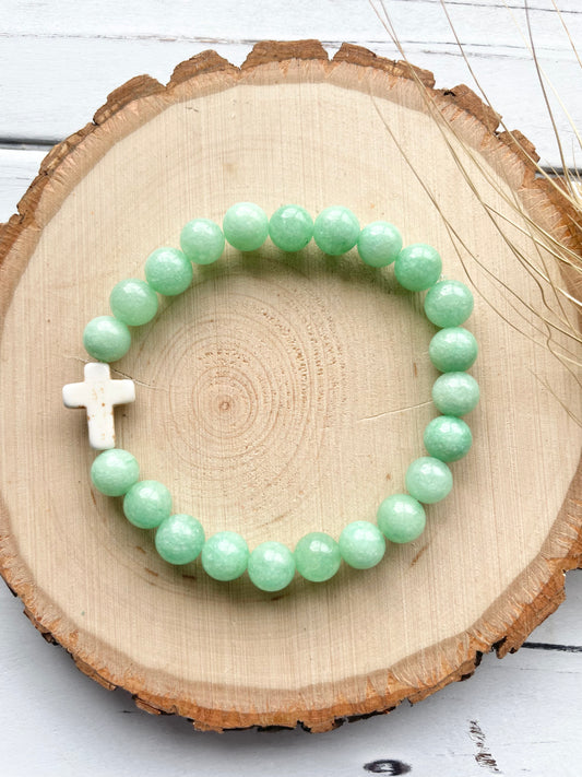 Mint Stone Cross Bracelet