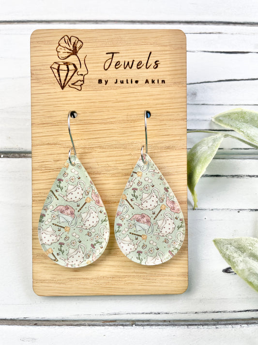 Tea Party Acrylic Teardrops