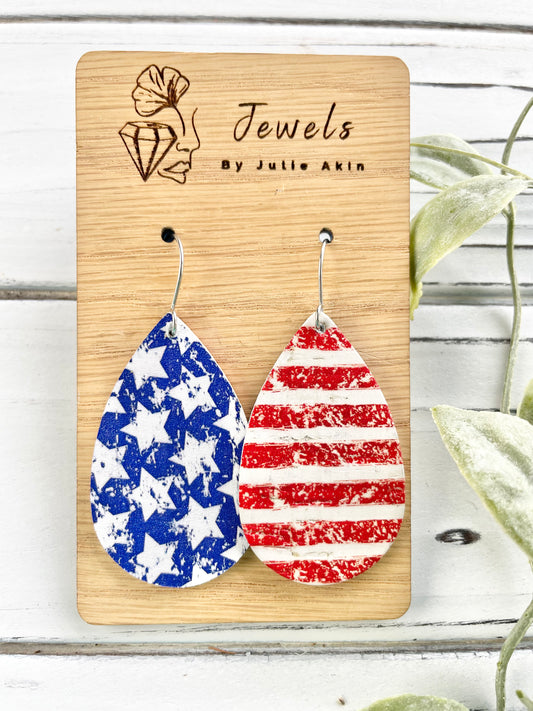 Retro Stars & Stripes Leather Ninas (Small Teardrops)