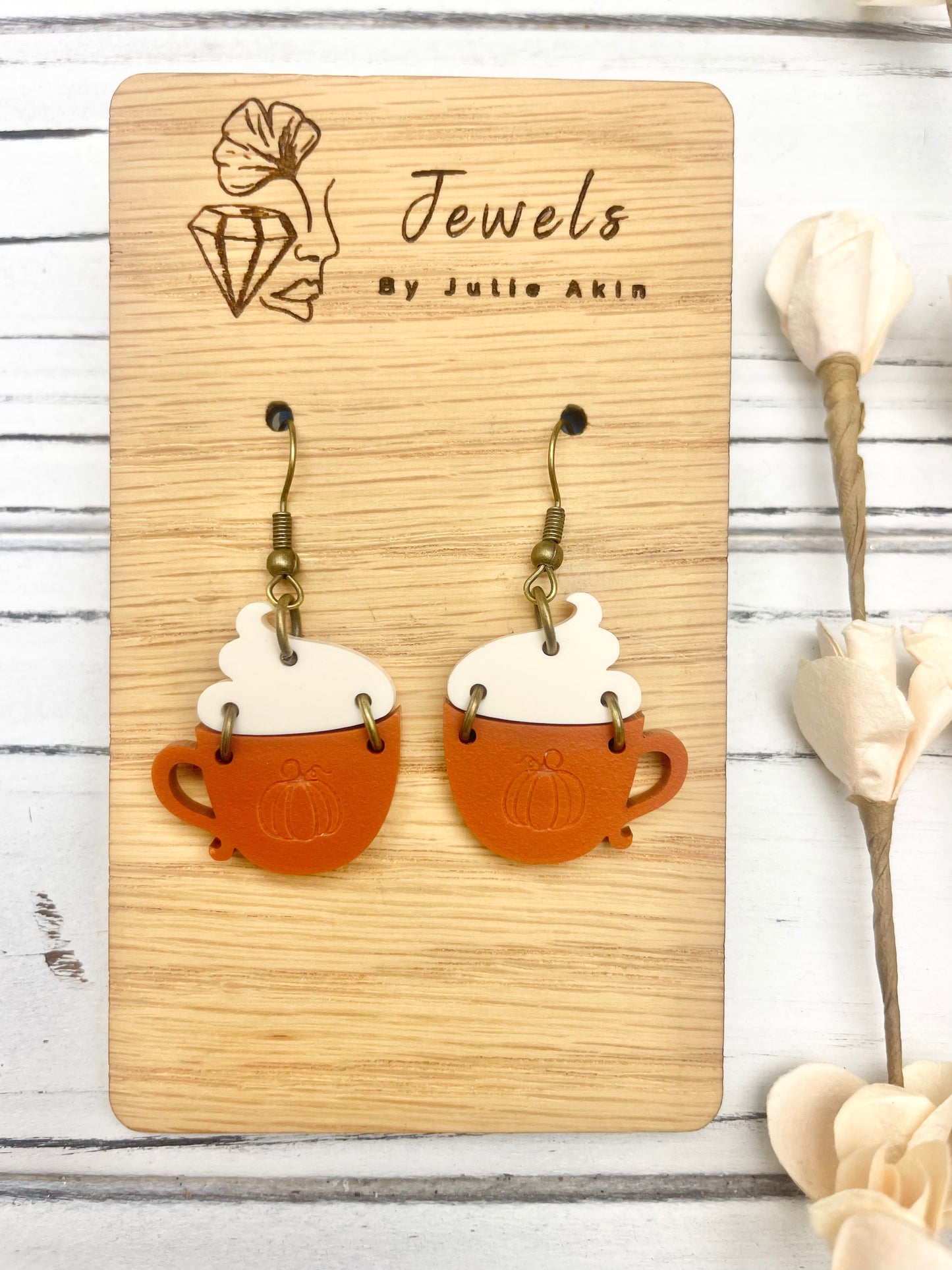 Pumpkin Spice Latte Acrylic Earrings