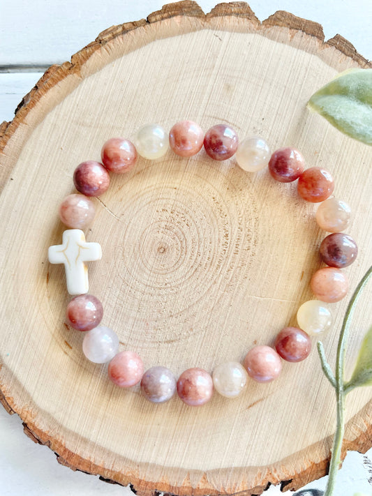 Sunstone Cross Bracelet