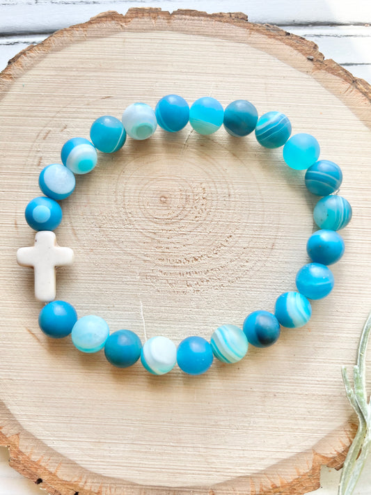 All the Blues Stone Cross Bracelet