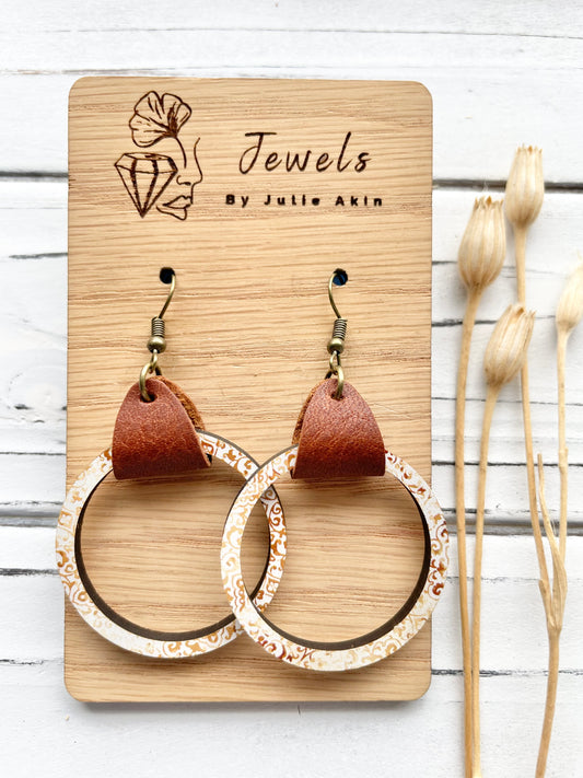 Abstract Wooden Hoops with Leather Connector