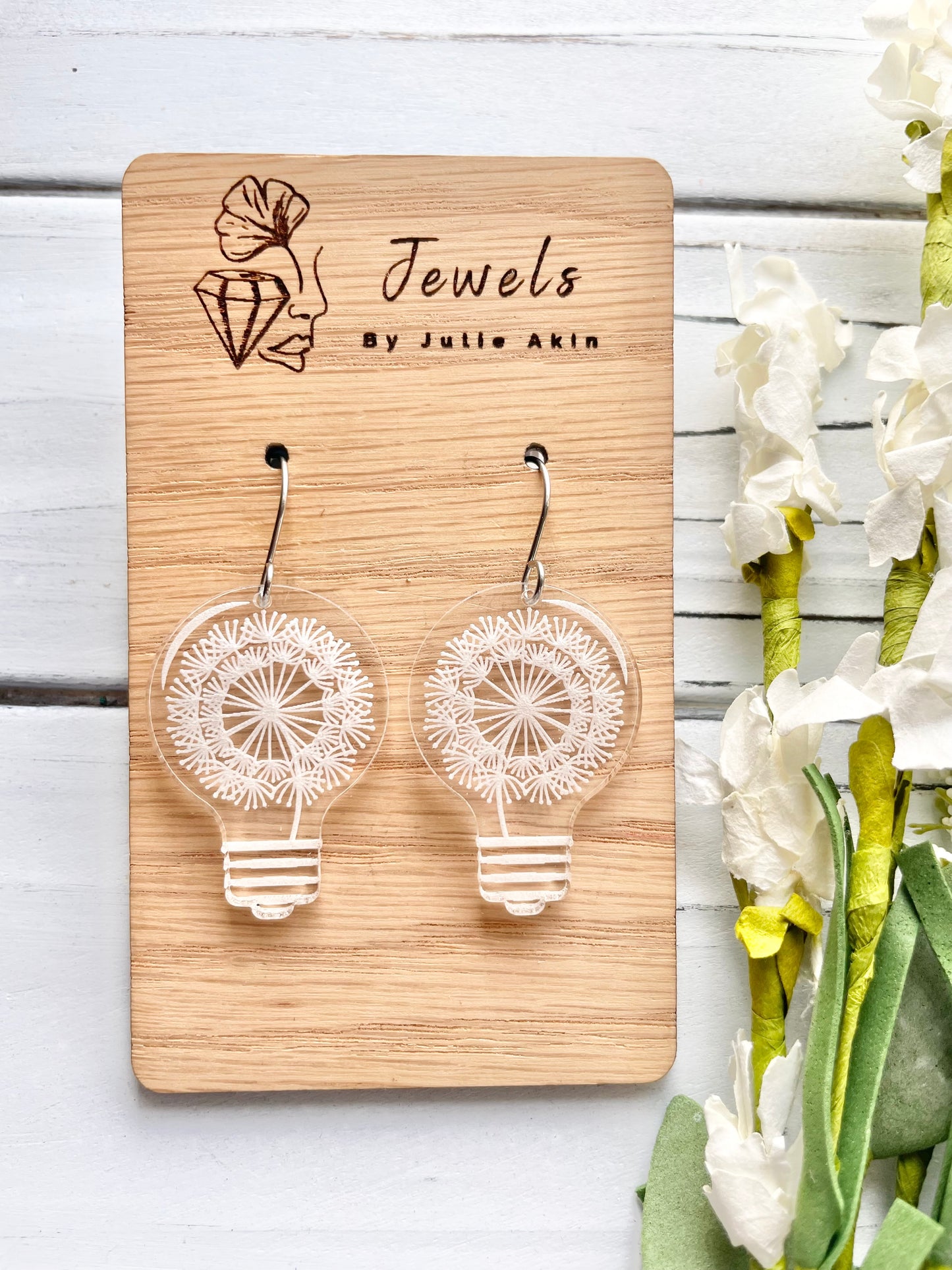 Dandelion Lightbulb Acrylic Earrings